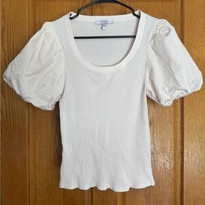 Derek Lam 10 Crosby Puff Sleeve Ribbed Top | Size Medium